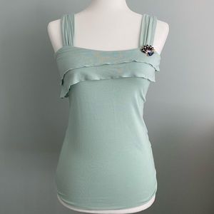 Anthropologie Ruffled Peacock Tank